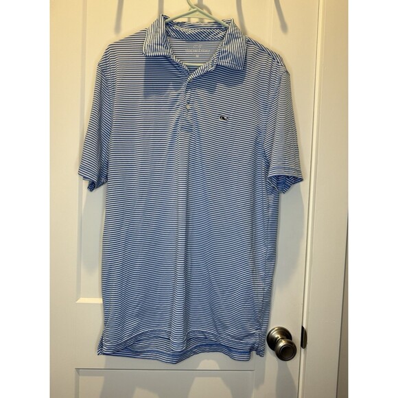 Vineyard Vines Other - Vineyard Vines Performance Polo Shirt Men Medium Blue White Striped Stretch Golf
